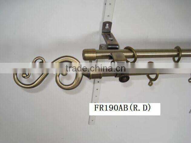 factory saling!!! antique brass and antique copper metal curtain rod with double bracket