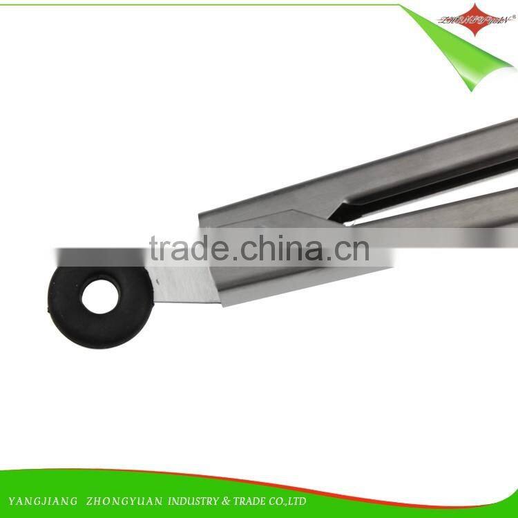 ZY-H3013 12"stainless steel Salad serving tongs Nylon Kitchen tongs with semicircle blade