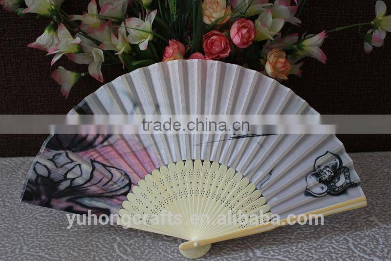 Customized fabric folding fan made of nature bamboo