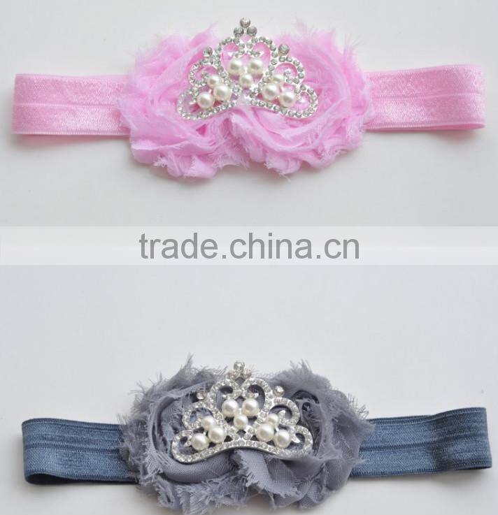 New Princess Elastic Crown flower Headband Pearls Tiara Baby Girl Headband