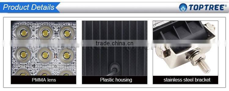 New products auto led work lights 27w super bright square headlamps