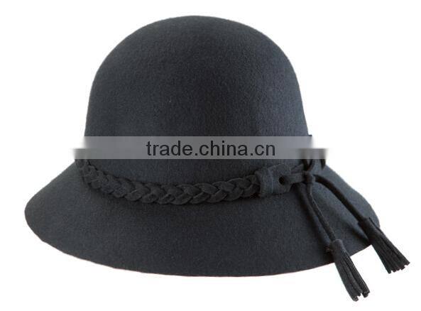 Custom Fashion Braid Tassels Broad-brimmed Fedora Wool Hats