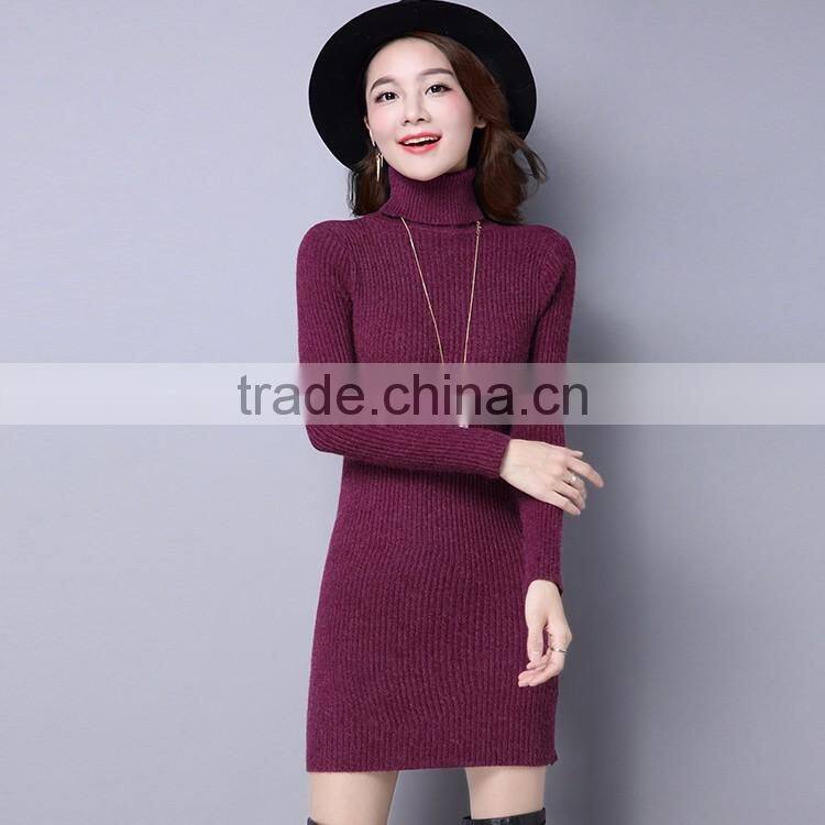 2016 customized manufacture fashionable Wholesale women plain color dress long-sleeve spring autumn ladies knitted skinny dress