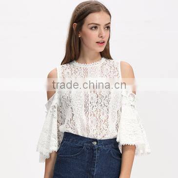 Latest fashion women white fancy blouses patterns
