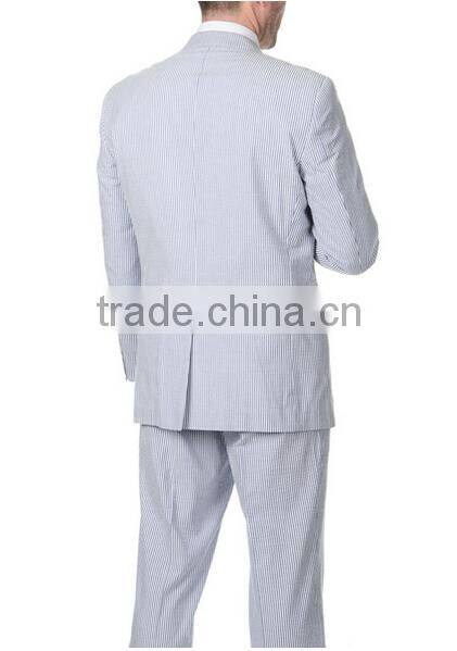 Men's Blue Seersucker 2-button Jacket