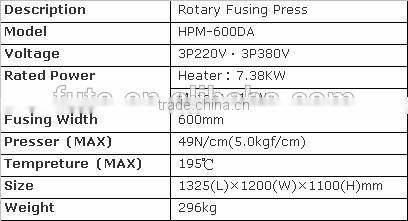 HASHIMA ROTARY FUSING PRESS HPM-600DA
