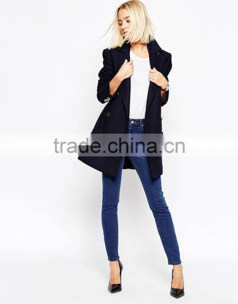 2015 High quality winnter wholesale slim fit wool women coat