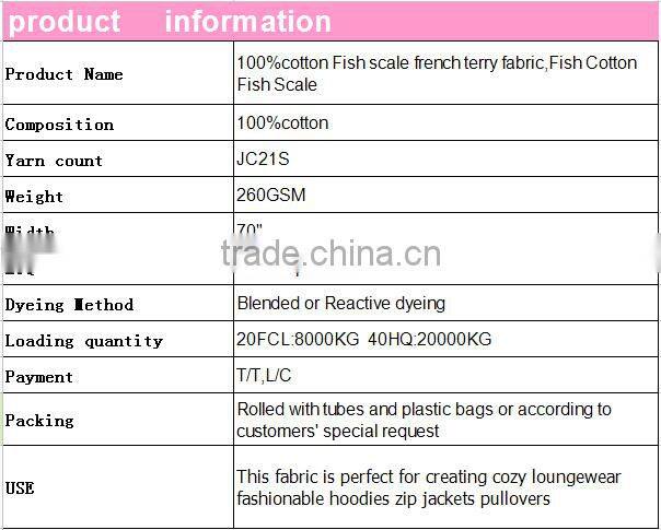 Wholesale 100%cotton Fish scale french terry fabric