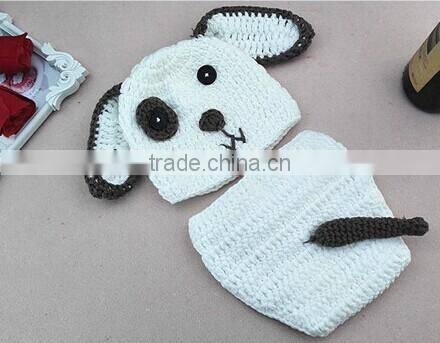 newborn baby dog hat cap cotton photography prop animal hat cap crochet knitted beanie