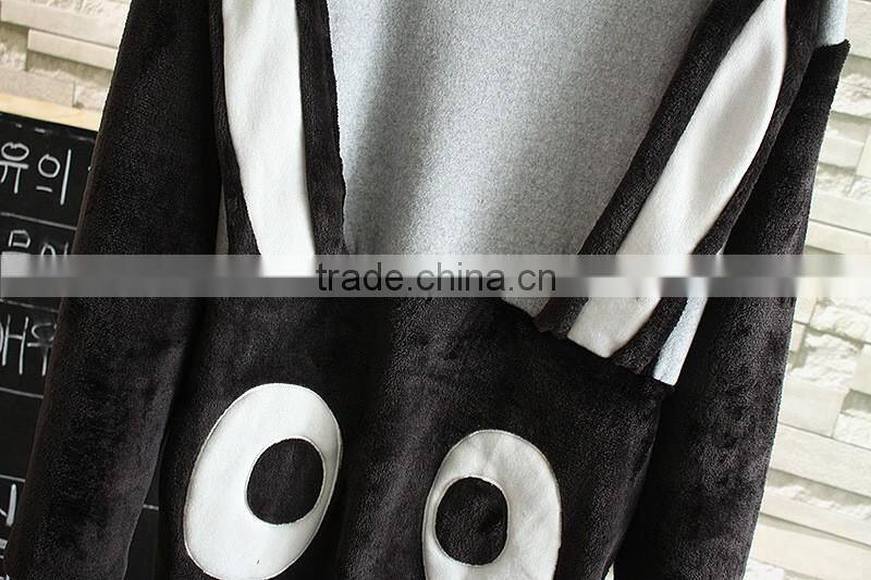 Woman girl sweater fleece inside topsfleece inside cute ear rabbit pattern brand china OEM whoesale is OK