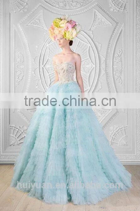 sexy light blue sleeveless beaded ball gown formal dresses