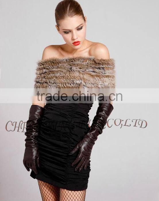 CX-B-26C Genuin Rabbit Fur Knitted Fashion Scarf