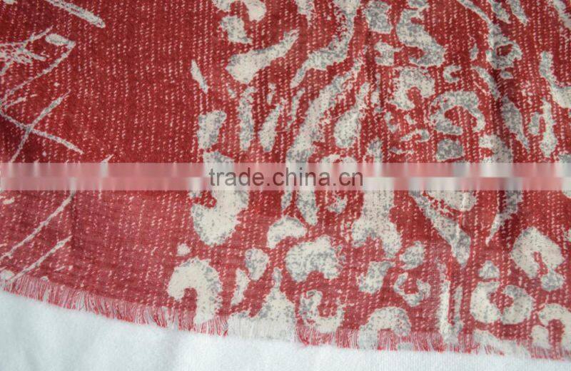 Fashion hot stylish lady jacquard leopard soft 100%viscose winter scarf