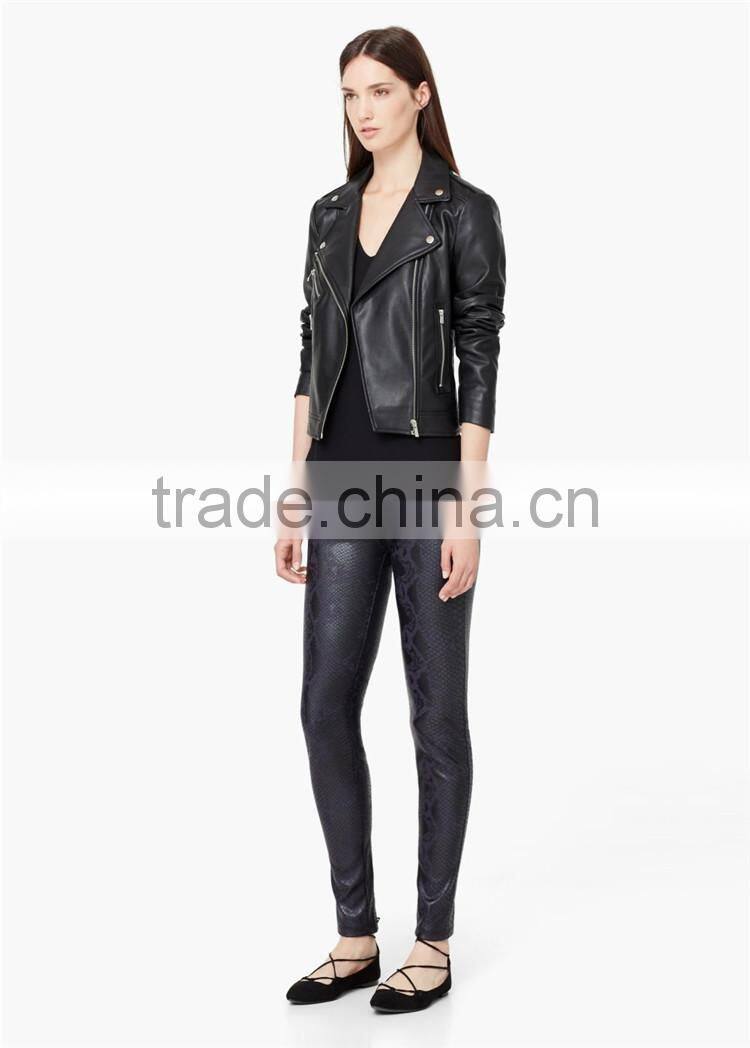 Ladies black faux leather leggings casual trousers