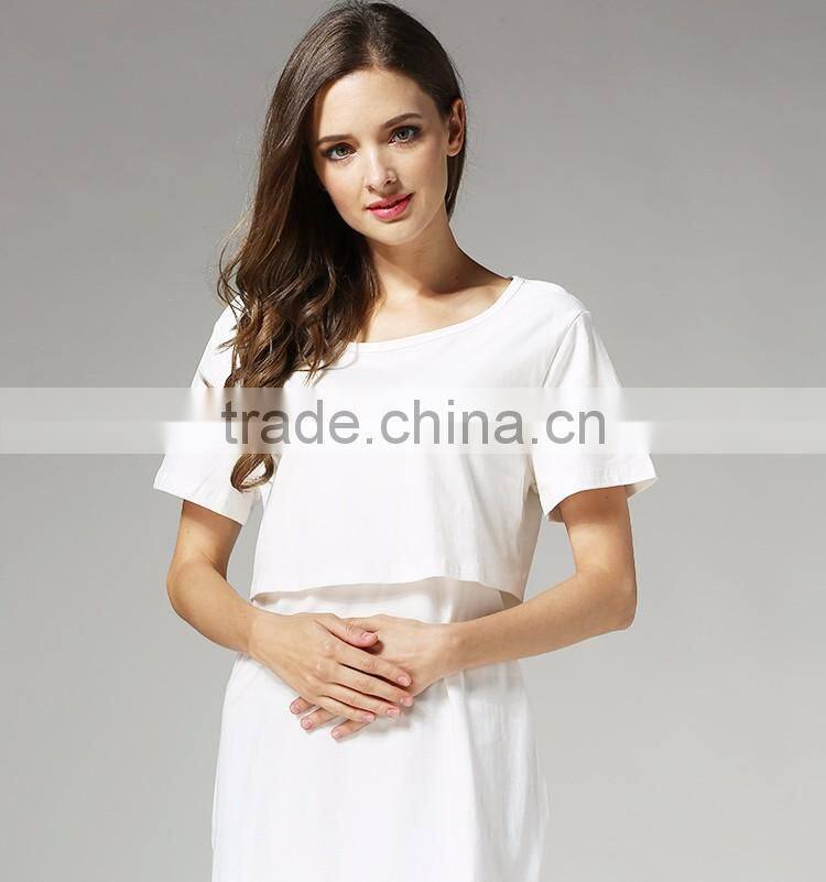Cotton Crosswise open Maternity T-shirt with multi color for choice
