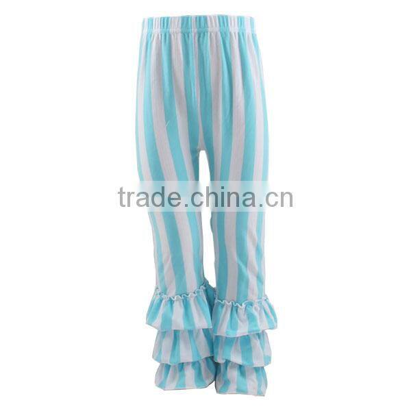 2017 children striped boutique kids clothing ruffle pants girls leggings wholesale
