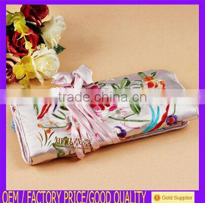Pink Chinese Style Silk Brocade Jewelry roll ,jewelry pouch JR004