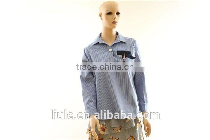 New design stripe ladies long sleeve blouses high quality striped shirt