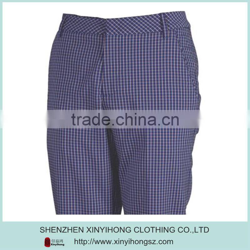polyester/cotton thick fabric plaid tech style golf pants
