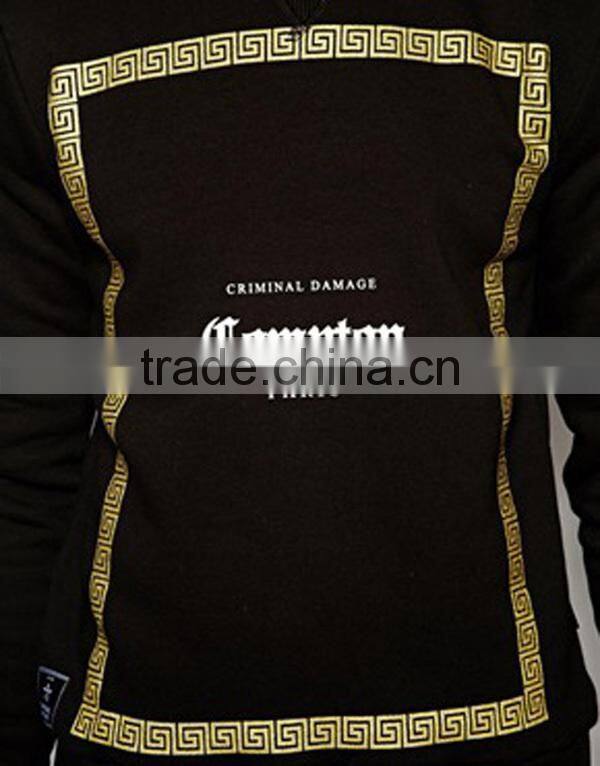 wholesale crewneck sweatshirts with leather sleeve 100% cotton sweatshirts