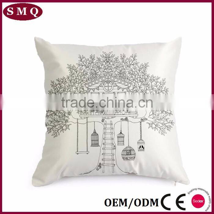 OEM painting oriental imitated silk cushion cover