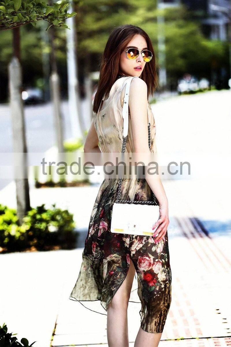 traditional 100 silk super thin see through sleeveless dress