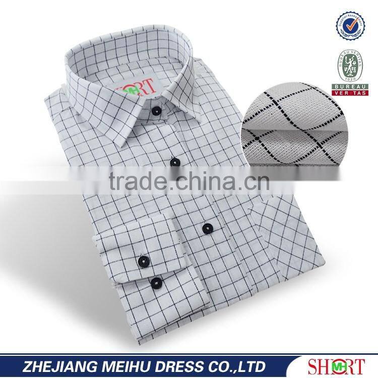2017 latest long sleeve plaid 100% cotton non Wrinkle spread collar men shirt