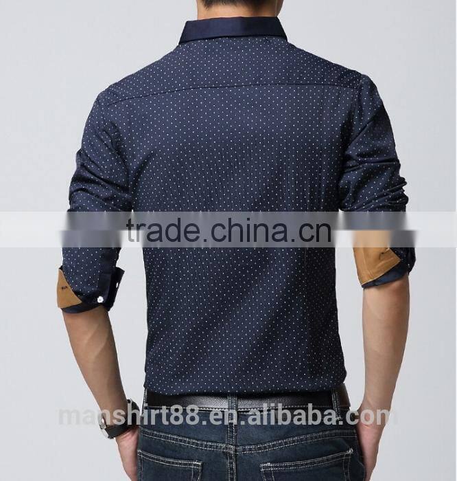 Decent fashion long sleeve contrast color custom slim fit shirt