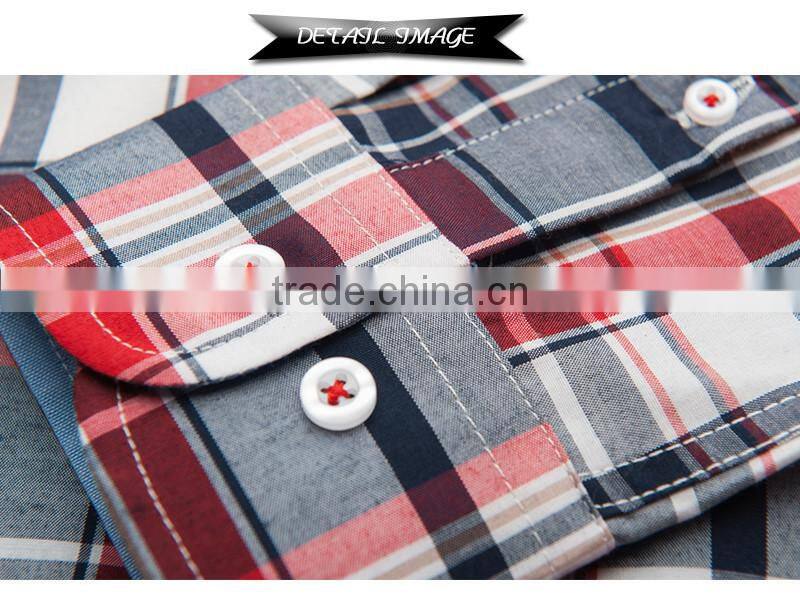 New product 2016 European fashion 100% cotton yarn dyed plaid shirt wholesale men's clothing