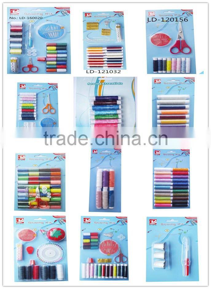 5pcs plastic tube of colorful polyester thread blister on card