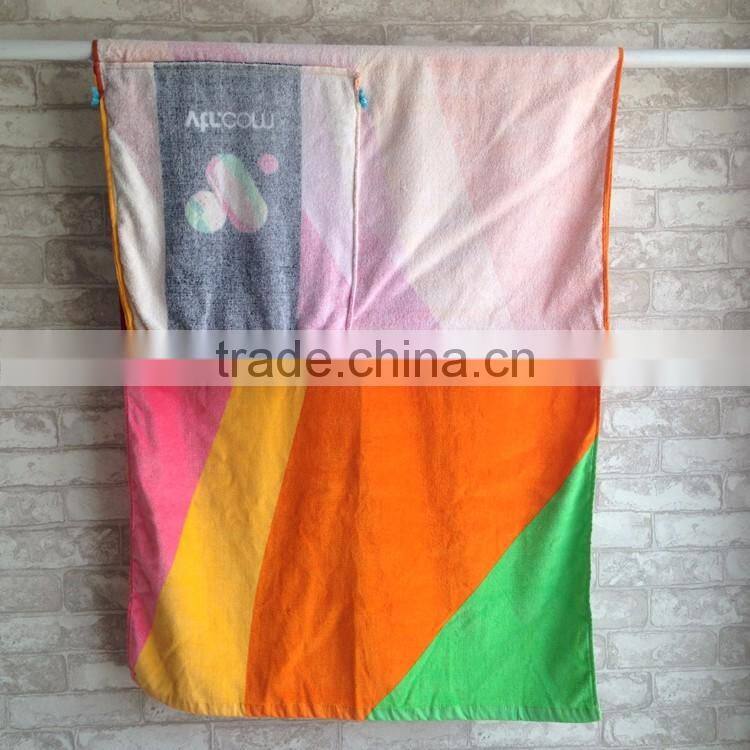 Folding beach towel bag 100% cotton custom