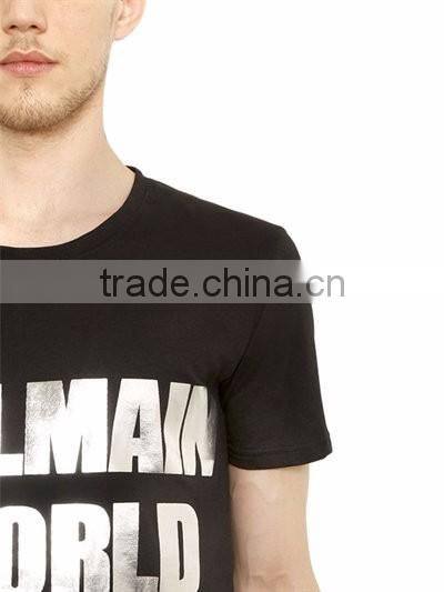 2016 men high quality round neck black short sleeve t-shirt