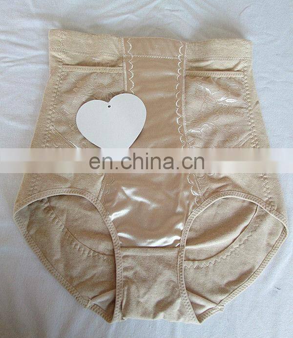 2013 lady underwear hi waist slimming panty shaper with satin detailed