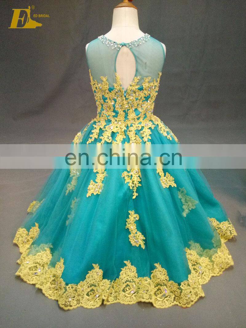 Little Queen Ball Gown Scoop Neckline Lace Colorful Choice Flower Girl Dress For 3-5 Year Old
