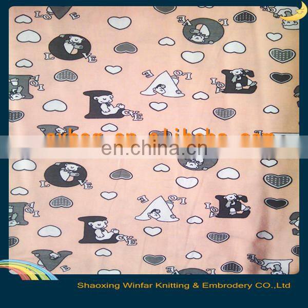 shaoxing winfar spandex single jersey knitting 30S cartoon print polyester fabric