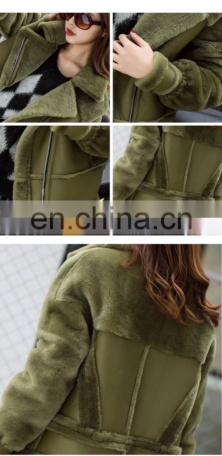 2016 Fashionable Women Genuine Sheep Fleece Jacket