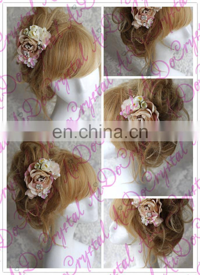 Aidocrystal light pink Flower Crown Boho Hair Wreath Bridal Hair Flowers accessories