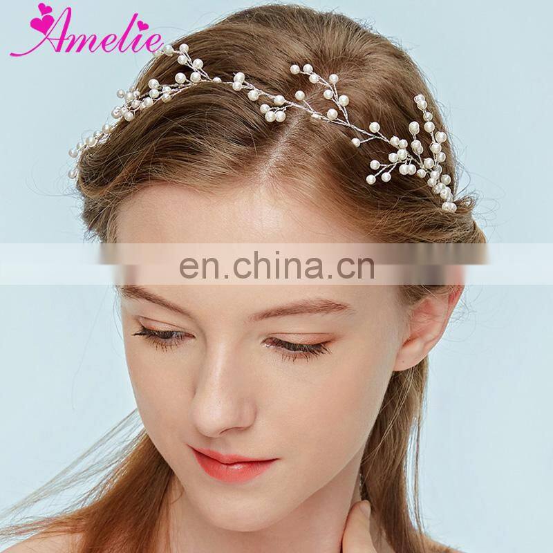 Amelie Wedding Hair Accessory Bridal Hair Vine Pearl Cluster Headpieces Wedding Hair Halo Bridal Jewelry Baby's Breath Headband