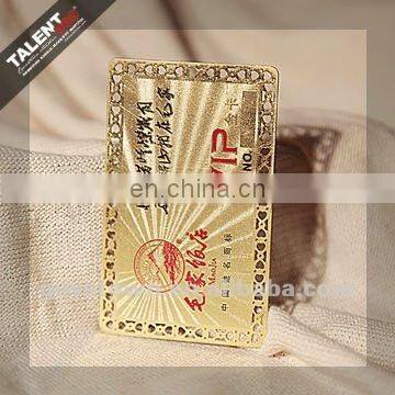 custom Luxury business VIP metal golden card for Restaurant promotion