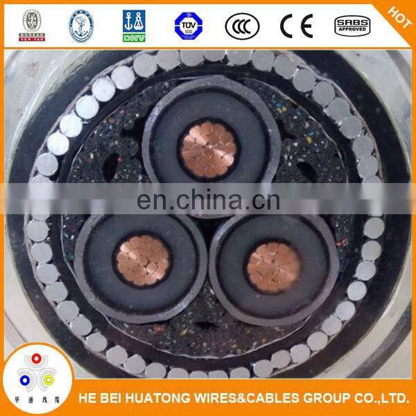 KEMA test report 12/20kv 3x185mm copper core XLPE insulated SWA armor PVC sheath underground power distribution XLPE cable price