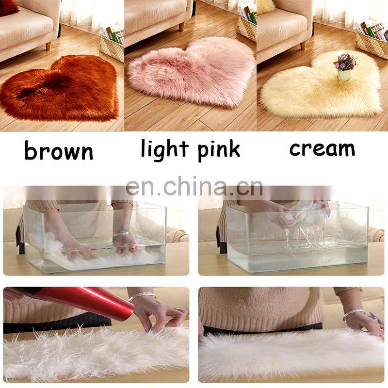 heart shape area carpet faux fur rug