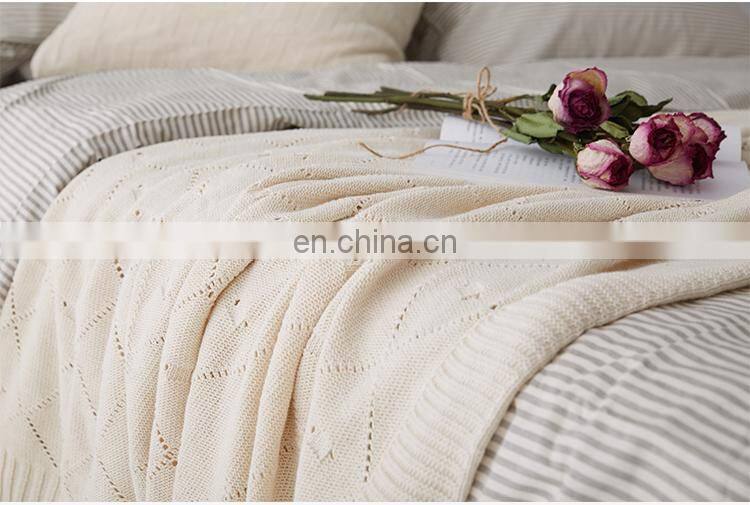RAWHOUSE hot sale Ivory white Claret Navy blue knitted cotton blanket