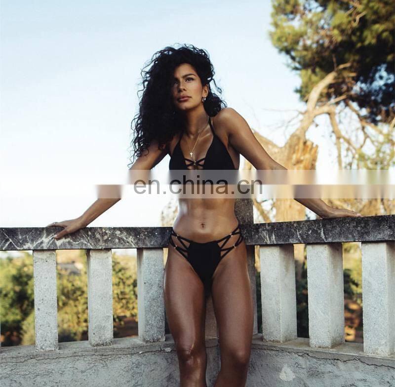 2019 Sexy String Bikini Set Halter Swimsuit Backless Bathing Suit Women Solid Bikini Brazilian Biquini Push Up Swimwear 5 colors