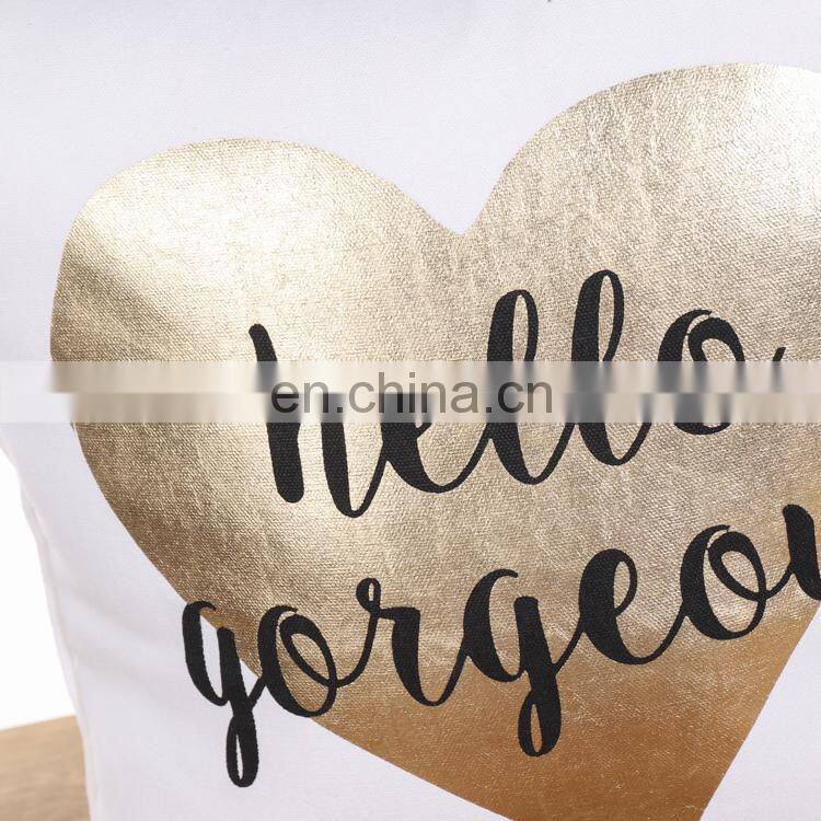 Custom Promotion high quality gold stamping love pattern printed Decorative sofa cushion covers for home decor
