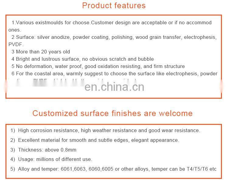 Factory supply sandblasting electrophoresis extrusion aluminium profiles 6063 t5 for sliding window & door series