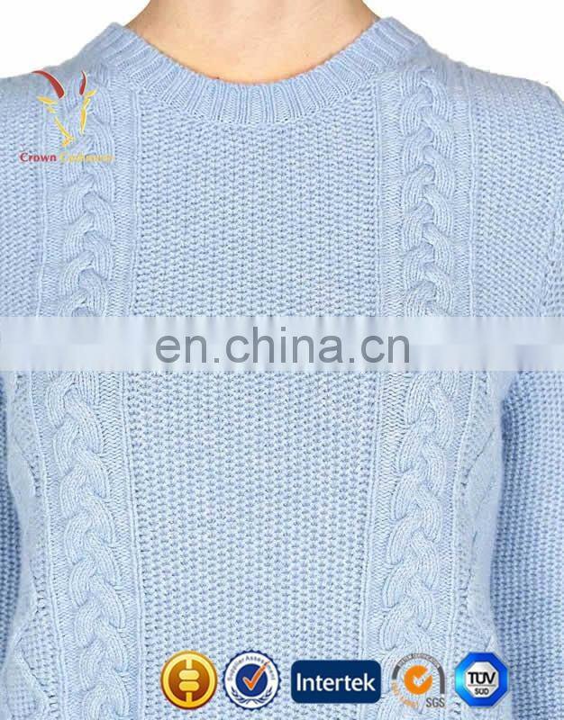 Women Knitted Cashmere Wool Cable Pullover Sweater