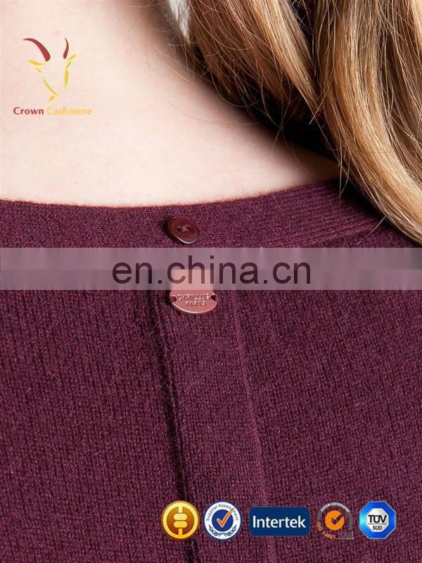 Ladies fashion cashmere knit sweater button back design sweater