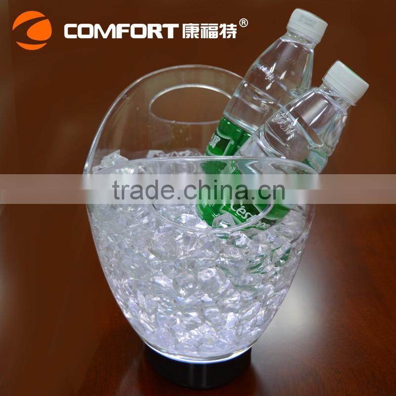 nightclub plastic LED oval ice bucket 4L with handle for beer