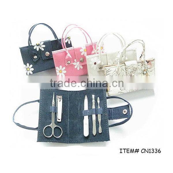 Small mirror inside portable manicure set