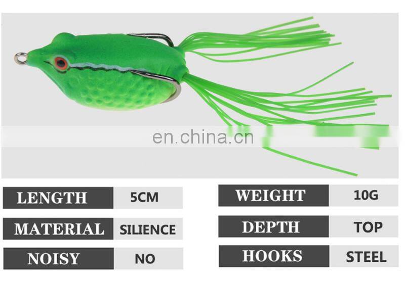 Wholesale Popper 50mm 10g Snakehead Soft Lure Frog Topwater Emulational Frog